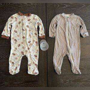 2 Pack! Milkberry Bamboo Baby Onesie Footie Sleeper, Cookies and Milk, NWT